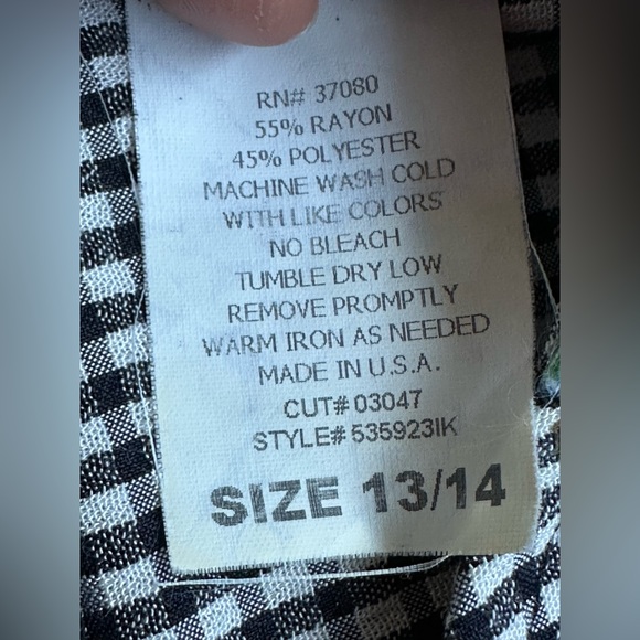 Giorgio Fiorlini Girls Black & White Checker Floral Design Summer Dress SZ 13/14 - Picture 10 of 12